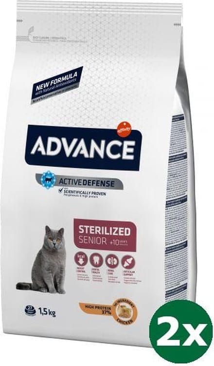 Advance cat sterilized sensitive senior 10+ kattenvoer 2x 1,5 kg