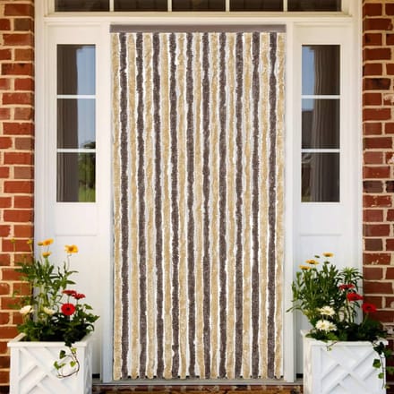 vidaXL - Vliegengordijn - 90x220 - cm - chenille - donkerbruin - en - beige