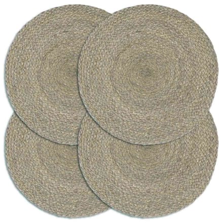 vidaXL - Placemats - 4 - st - rond - 38 - cm - jute - effen - grijs