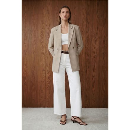 Hoge Taille Gestreepte Capri Wijde Pantalon