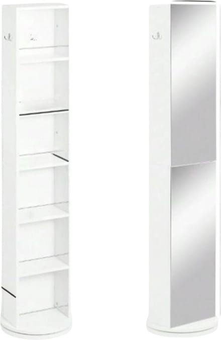 Hoge MDF opbergkast met spiegel - wit - 30x17.5x169.5 cm