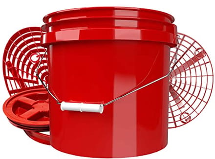 Rode emmer set met GritGuard vuilinzet en wasbord - 12L