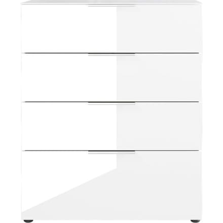 Ladekast, met 4 laden, glazen front en bovenblad, B 830 x D 420 x H 1020 mm, wit