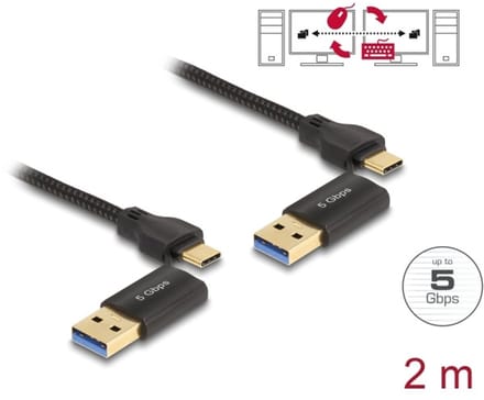 Delock USB Type-C™ 5 Gbps Data Link Cable + KM Switch 2 m