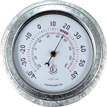 NeXtime Lelie – Thermometer – 22 cm – Metaal – Gegalvaniseerd Zilver – Weerbestendig