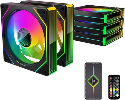 Prism 4MAX 120 mm Infinite Mirror ARGB PC Fan with PWM Control and ARGB Effect (BK×5, Forward)