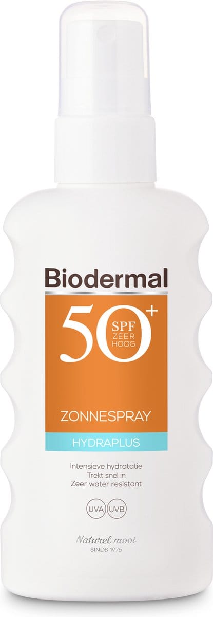 Biodermal Zonnespray SPF 50+, 175 ml - Zonnebrand Hydraplus met UVA/UVB, Intensieve hydratatie, Trekt snel in, Zeer water resistant