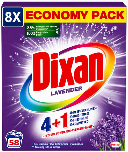 8 x Dixan Fresh Lavender Waspoeder - Wasmiddel - 58 wasbeurten