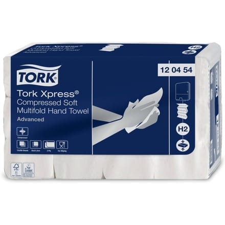 Handdoek Tork H2 Xpress compressed Advanced multifold 2-laags 212x320mm 12x200 vel wit 120454
