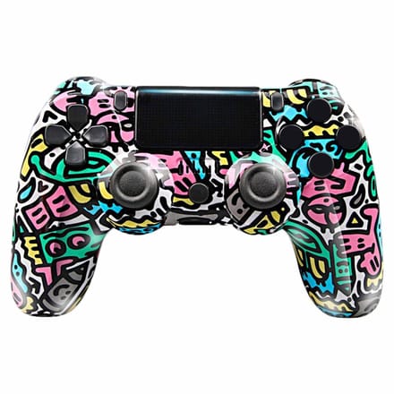 NAXSIR Draadloze PS4 Controller met Opvallend Comic Design – Bluetooth Gamepad met Explosieve Kleuren, Micro-USB Aansluiting, Oplaadbare Batterij​