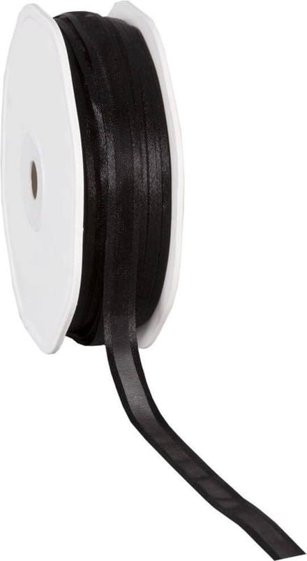 Satin edge Organzalint Zwart – 10 mm × 50 m – Organza