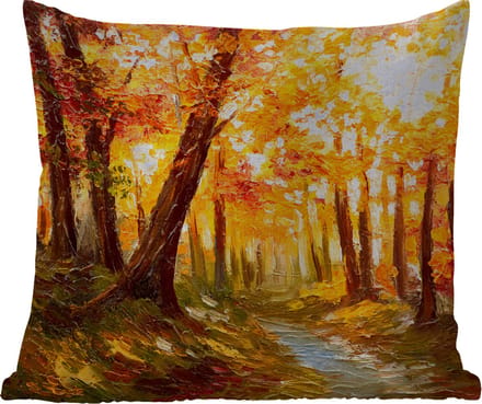 Sierkussen Buiten - Schilderij - Herfst - Bos - Olieverf - 60x60 cm - Weerbestendig