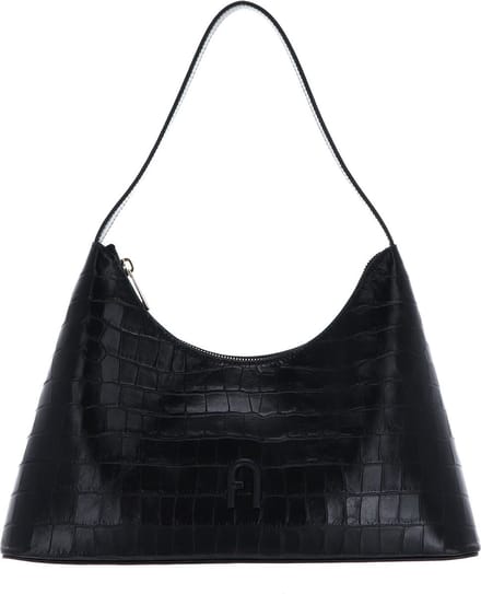 FURLA Leren Schoudertas Diamante Shoulder Bag Nero Zwart