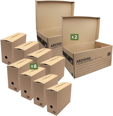 Archiefdozen Set - Opbergdozen Karton - Verhuizen Opslag - Inclusief Extra Doos - 54 x 36 x 28 cm