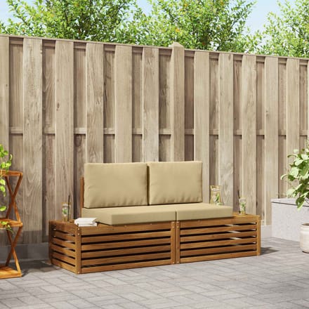 vidaXL - 2 - st - Buiten - bank - set - Massief - Acacia - Hout - en - Polyester