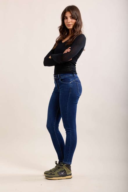 Toxik3 Dames Skinny Jeans , Push-Up Broek, Normale Taille, Slim Fit Pasvorm, Stretch Denim M