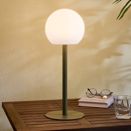 Lindby - Sfeerverlichting buiten- met dimmer - 1licht - Plastic, metaal - H: 44 cm - wit, groen - Inclusief lichtbron