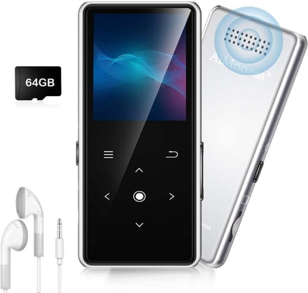 Draagbare MP3 Speler met 64GB, Bluetooth 5.2, Ingebouwde HD Speaker en FM Radio