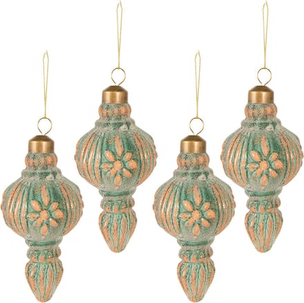 Clayre & Eef Kerstbal Set van 4 Overig Ø 6 cm Koperkleurig Glas Kerstballen