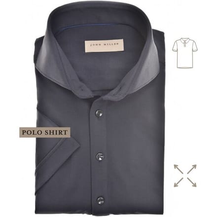 John Miller Slim-Fit Hyperstretch Short Sleeve Button-Polo Donker Blauw / male