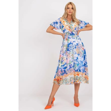 Tropical Fringe Wrap Dress - Blau / Einheitsgröße