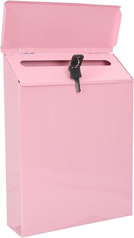 Brievenbus met kastje - Postvak - Veilig post ontvangen - Afsluitbaar met sleutel - 30 x 23 cm - Roze