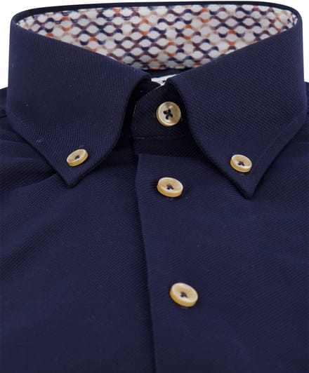 Ledub overhemd korte mouw donkerblauw