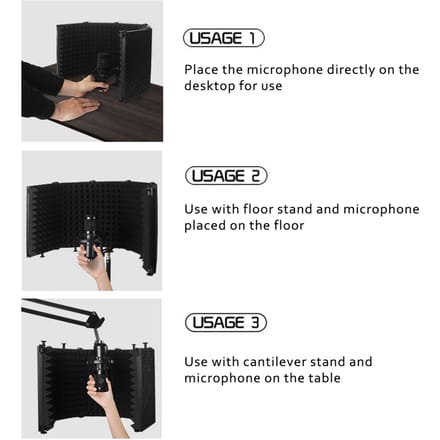 Opvouwbaar Verstelbaar Geluidsabsorberend Vocale Opnamepaneel Draagbaar Isolatie Microfoon Schild Geluiddicht Plaat 5 panel