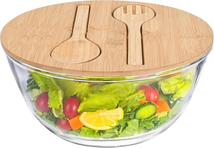 Grote glazen slakom 27 cm 4,7 liter met deksel