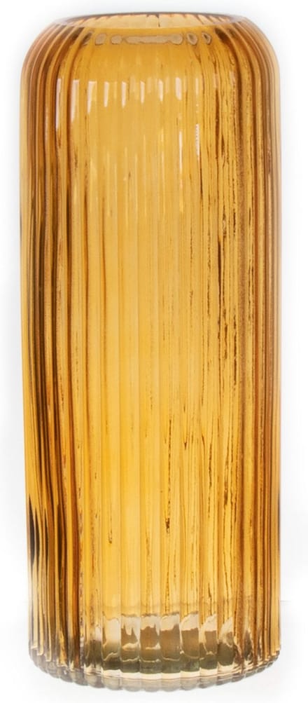 Bellatio Design Bloemenvaas - okergeel - tansparant glas - 10 x 25 cm - vaas