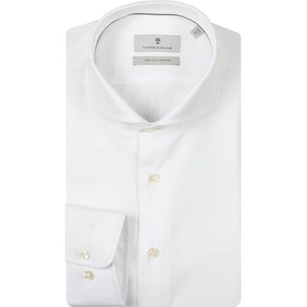 Thomas Maine Overhemd Bari Two-Ply Cotton Twill Natural Stretch Wit / male