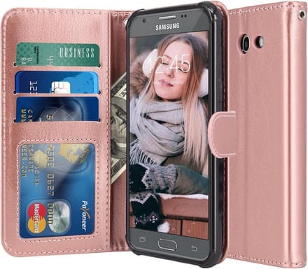 Samsung Galaxy J5 2017 - Book PU lederen Portemonnee hoesje Book case goud