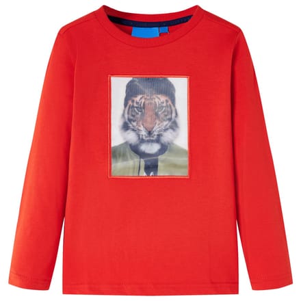 vidaXL - Kindershirt - met - lange - mouwen - 128 - rood