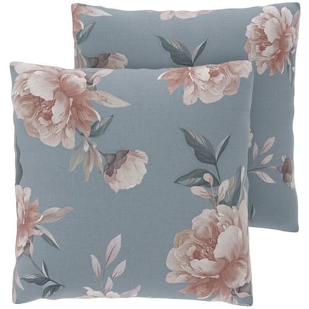 LIVARNO Set van 2 renforcé kussenslopen 50 x 60 cm (bloemen/ blauw)