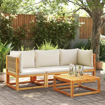 vidaXL - Tuinhoekbank - met - kussens - acaciahout - & - touw