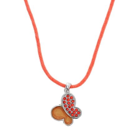 Behave - Oranje Ketting met Vlinder - Speelse Mode - Lengte 40 cm