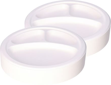 DEPA fondue/gourmet borden - 100x - 3-vaks - wit - D26 cm - suikerrietpulp - composteerbaar