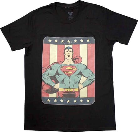 DC Comics Superman - Stripes Heren T-shirt - M - Zwart