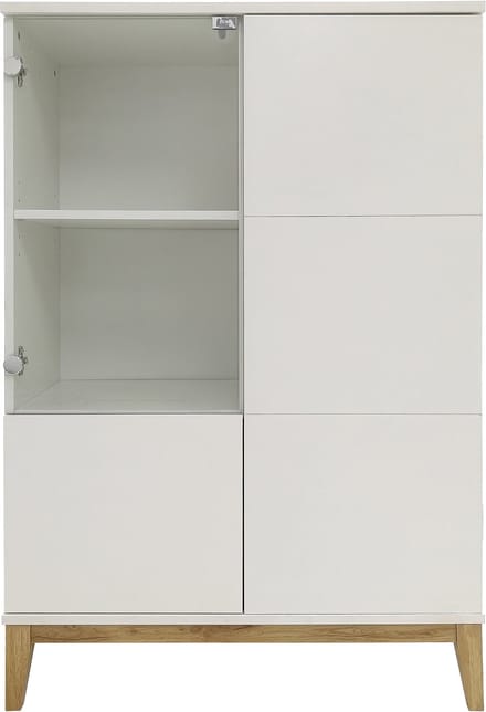 Pelle-Highboard - 4-Deurs - Wit/Eiken