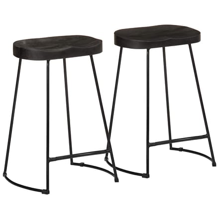 vidaXL - Barkrukken - 2 - st - zwart - 45x40x62 - cm - massief - mangohout