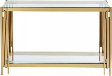 Vente-unique Consoletafel van gehard glas en roestvrij staal - Goudkleurig - NOMELANO