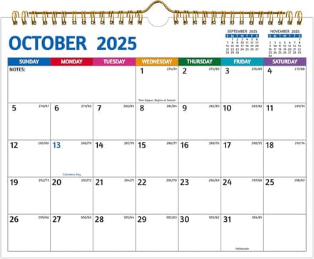 Wandkalender 21 Maanden 2025 - 2026 Compact en Kleurrijk