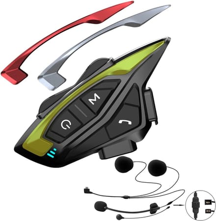 White-Label® Motorhelm Headset - Intercom - Bluetooth -Zwart met geelgroen
