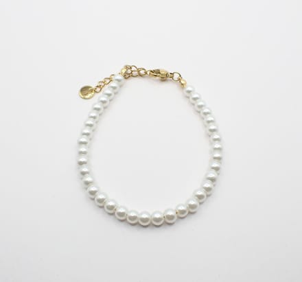 Colure® armband glasparels 4mm white goud