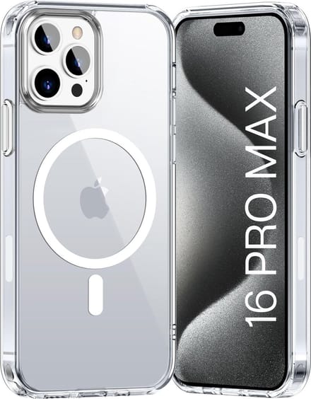 iPhone 16 Pro Max Hoesje backcover Shockproof siliconen Transparant met geïntegreerde magnetische cirkel