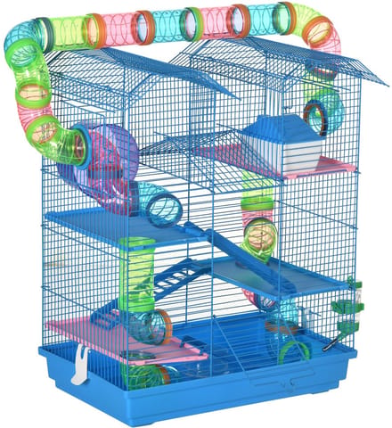 PawHut Hamsterkooi - Metaal - 47x30x59cm - Blauw
