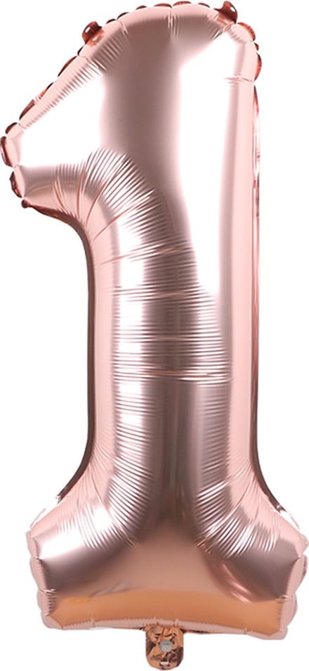 Folieballon / Cijferballon Rose Goud XL - getal 1 - 82cm