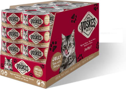 24x Voskes Kattenvoer Nat Tonijn met Shirasu 85 gr