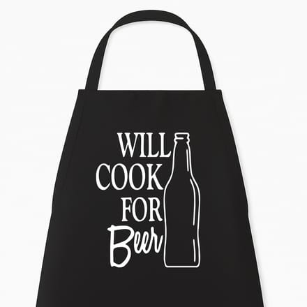 Keukenschort Will Cook for Beer, Zwart, One Size