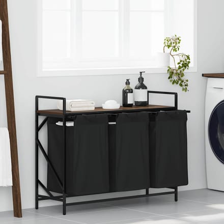 vidaXL - Wasmand - 3 - vakken - met - plank - bruin - eikenkleurig